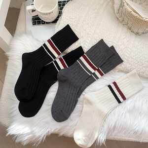 Chaussettes Mi-Mollet À Rayures Basiques Slight Bounce Pour Femmes h5 Image2
