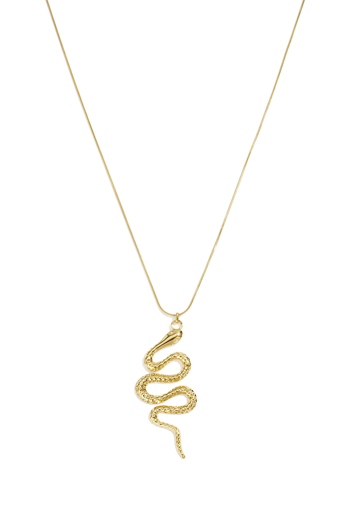 Lange Halskette aus Edelstahl, Schlangenmotiv, schlichte Alltags-Serie, Damenschmuck