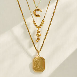 Collares Con Colgante Para Mujer De La Serie Simple, Rectangular, De Acero Inoxidable, Resistente Al Agua Y Color Dorado. h5 Imagen3