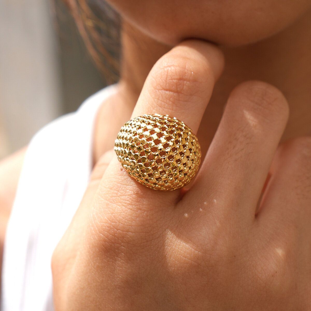 Anillos Llamativos De Acero Inoxidable De Color Dorado, De Forma Irregular Y Diseño Sencillo, De La Serie Simple Daily. Imagen3