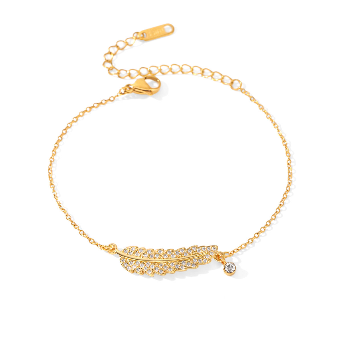 Collares Con Colgante Para Mujer De La Serie Simple Daily Feather, De Acero Inoxidable, Resistentes Al Agua Y Color Dorado Con Circonitas. h5 