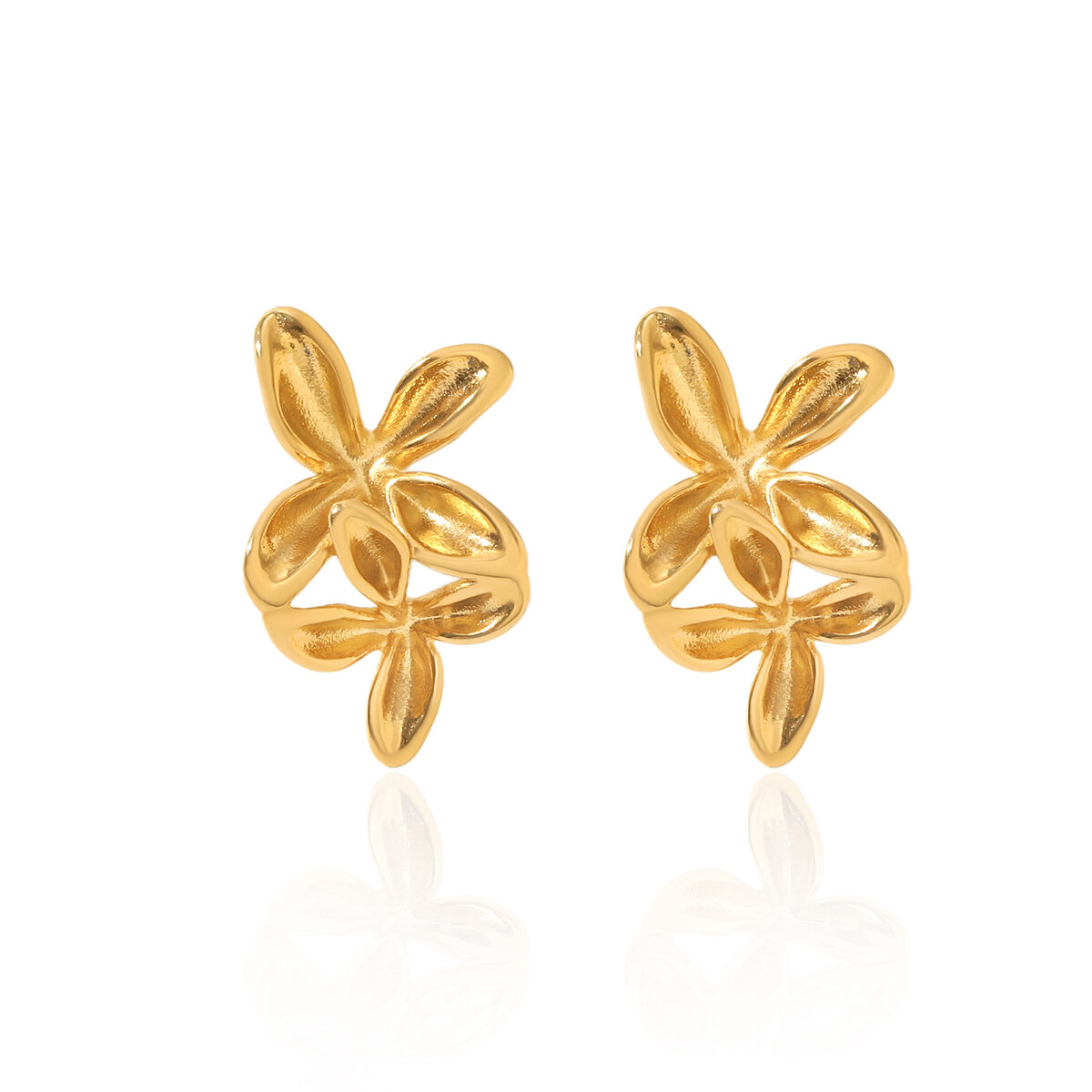 Pendientes De Botón Para Mujer Simple Series Daily Flower De Acero Inoxidable, Resistentes Al Agua Y Color Dorado. h5 