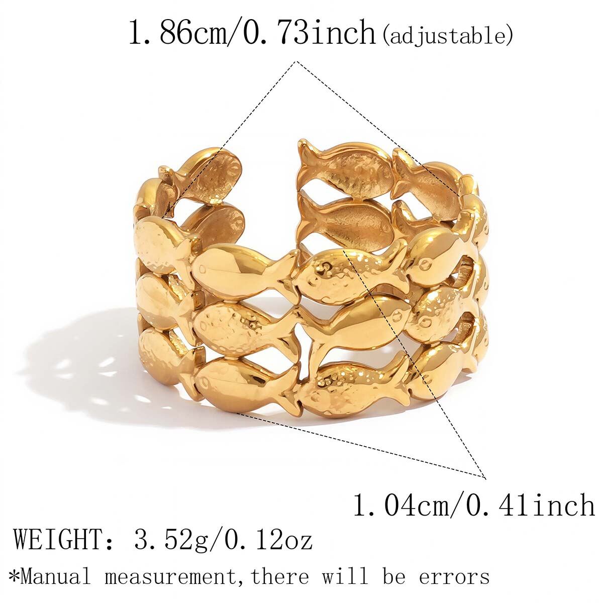 Anillos Llamativos De Acero Inoxidable De Color Dorado, De Forma Irregular Y Diseño Sencillo, De La Serie Simple Daily. h5 