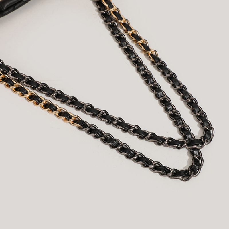 Casual Stijl, Gewatteerde Stiksels, Metalen Details, Effen Kleur, Pu-Ketting, Vierkante Draagtas Voor Dames h5 Afbeelding6