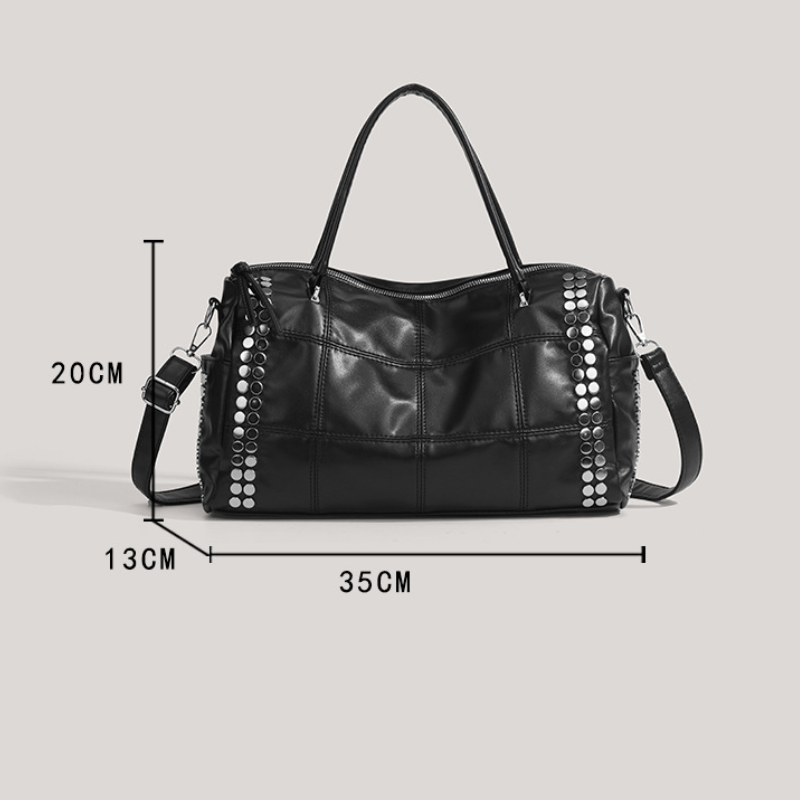 Casual Stijl, Metalen Details, Studs, Effen Kleur, Premium Kwaliteit Pu, Dames Sport- En Reistassen Afbeelding7
