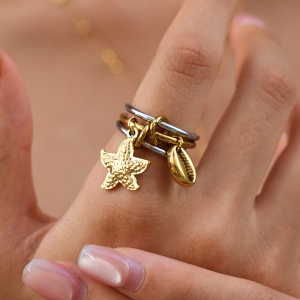 Simple Series Daily Shell Starfish Stainless Steel Waterproof   Gold Color  Statement Rings h5 Picture5