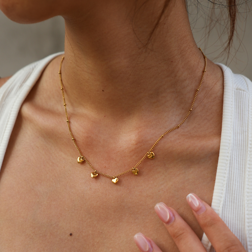 Simple Series Daily Heart Stainless Steel Waterproof Gold Color Women's Pendant Necklaces Picture2