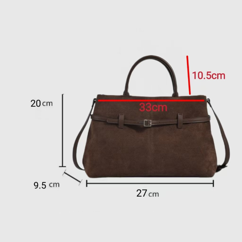 Vierkante Dameshandtas In Kantoorstijl Met Metalen Details, Effen Kleur En Suède. Afbeelding6