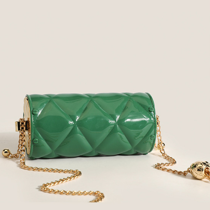 Borsa A Tracolla Da Donna East-West In Pvc Con Cuciture Trapuntate, Dettagli In Metallo E Catena In Tinta Unita, Stile Casual. h5Immagine4
