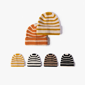 Stripe Mixed Color Wool Polyester Blend Women's Beanie h5 Picture2