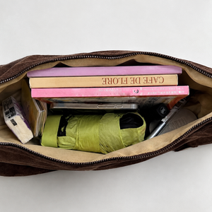 Borsa A Tracolla Da Donna In Pelle Scamosciata Con Patchwork A Tinta Unita, Stile Minimalista. h5 Immagine6