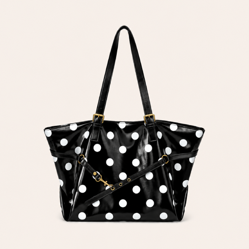 Casual Style Metal Hardware Solid Color Polka Dots Pu Women's Tote Bags