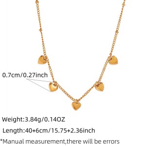 Simple Series Daily Heart Stainless Steel Waterproof Gold Color Women's Pendant Necklaces h5