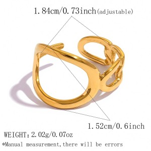Simple Series Daily Irregular Shape Hollowed-Out Stainless Steel Waterproof Gold Color Statement Rings h5