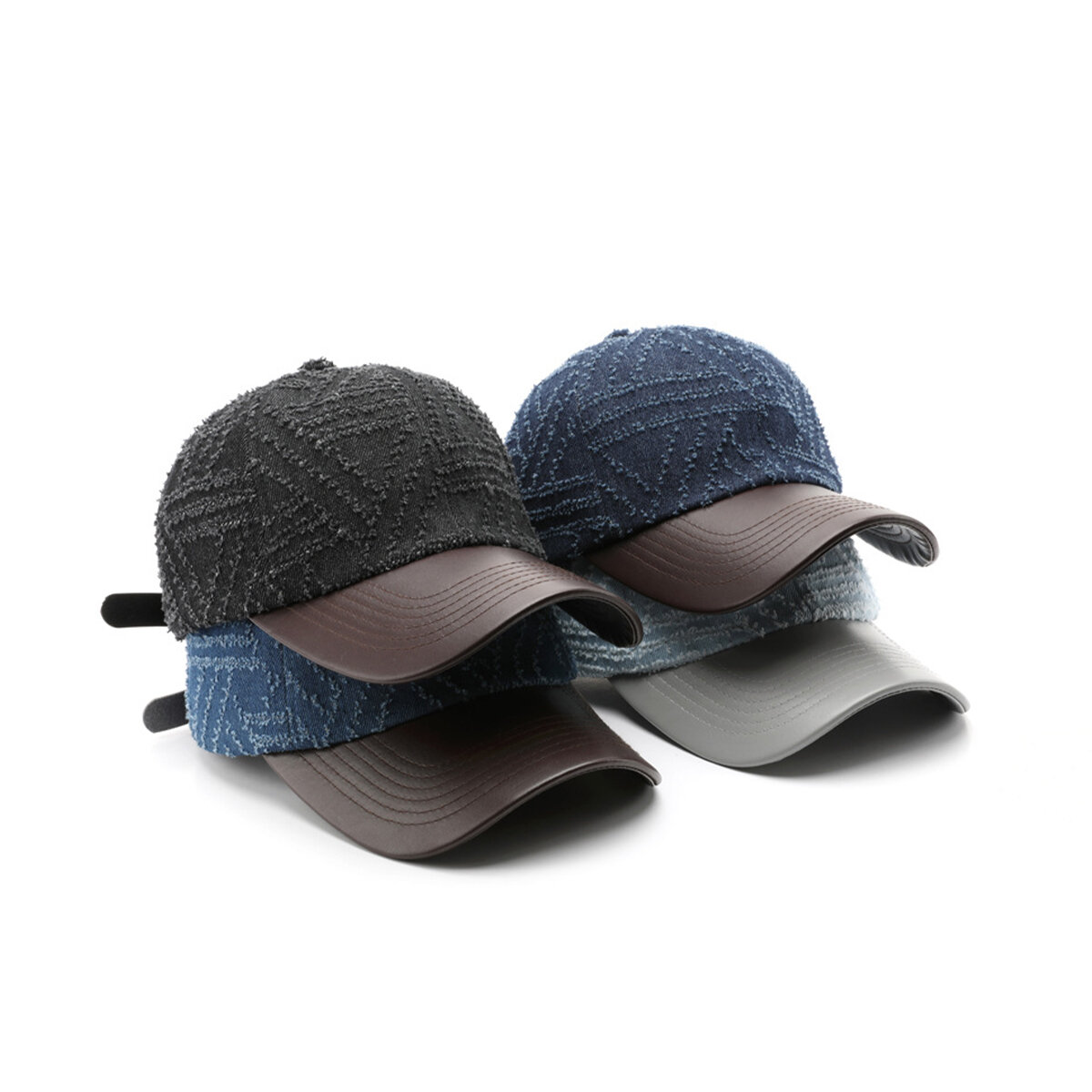 Mixed Color Denim Fabric Baseball Cap h5 Picture2