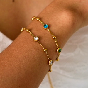 Simple Series Daily Irregular Shape Circle Stainless Steel Waterproof   Gold Color  Zircon Women's Chain Bracelets h5 Picture2