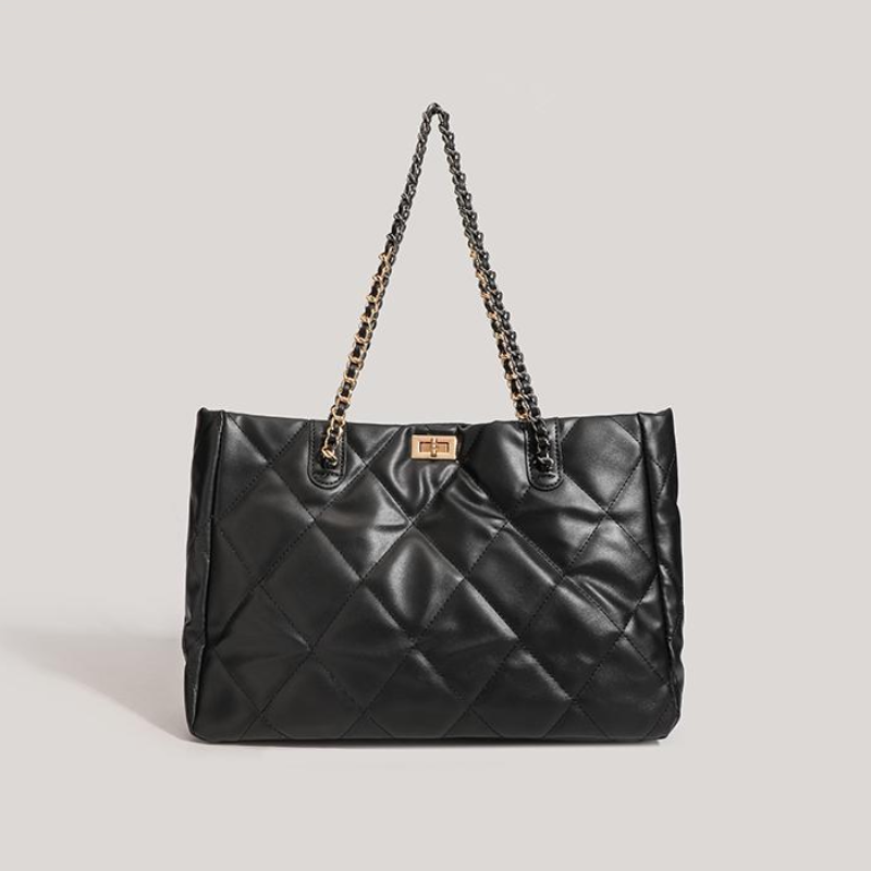 Casual stijl, gewatteerde stiksels, metalen details, effen kleur, PU-ketting, vierkante draagtas voor dames