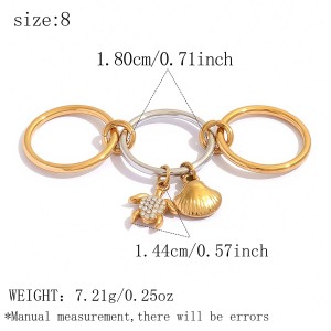 Simple Series Daily Shell Starfish Stainless Steel Waterproof   Gold Color  Statement Rings h5 
