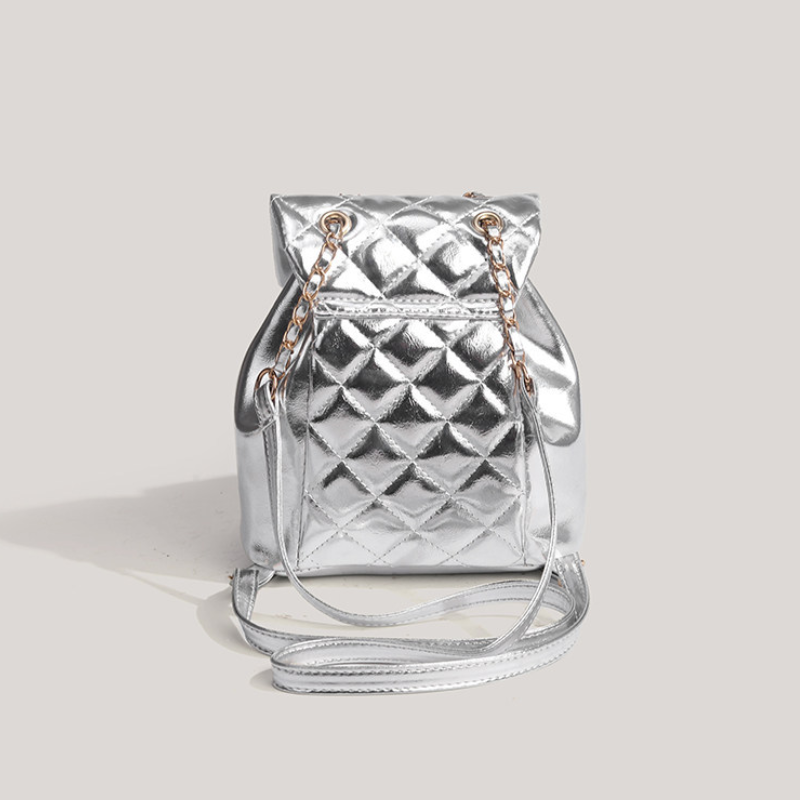 Casual Stijl, Gewatteerde Stiksels, Metalen Details, Effen Kleur, Premium Kwaliteit Pu Damesrugzak Afbeelding5