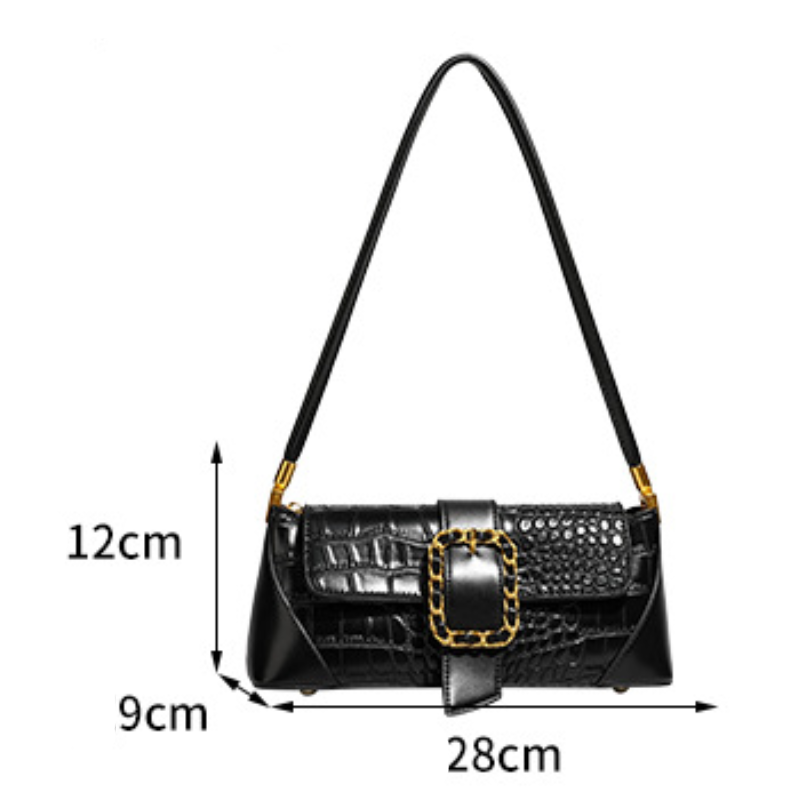 Borsa A Tracolla Quadrata Da Donna In Pu Di Alta Qualità, Stile Chic Parigino, Con Dettagli In Metallo, Tinta Unita E Forma Geometrica. h5 Immagine10