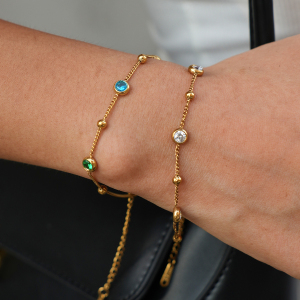Simple Series Daily Irregular Shape Circle Stainless Steel Waterproof   Gold Color  Zircon Women's Chain Bracelets h5 Picture5