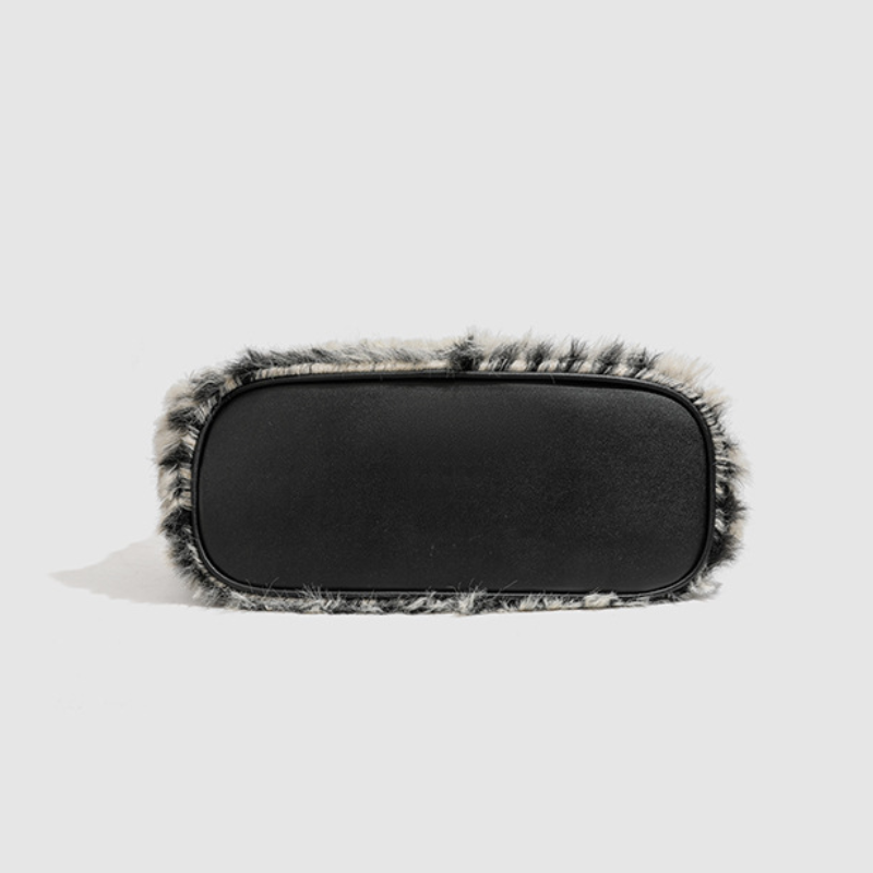 Casual Stijl Pluizige Gestreepte Vierkante Schoudertas Van Imitatiebont Voor Dames h5Afbeelding8