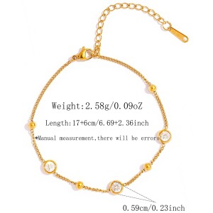 Simple Series Daily Irregular Shape Circle Stainless Steel Waterproof   Gold Color  Zircon Women's Chain Bracelets h5 
