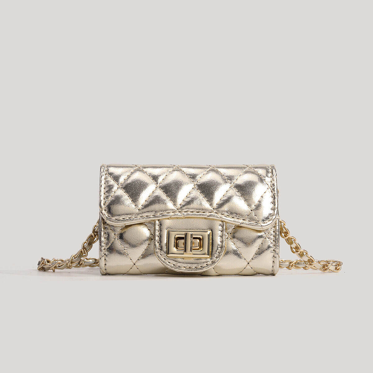 Casual Stijl, Gewatteerde Stiksels, Metalen Details, Effen Kleur, Pu-Ketting, Vierkante Crossbodytas Voor Dames h5 Afbeelding2
