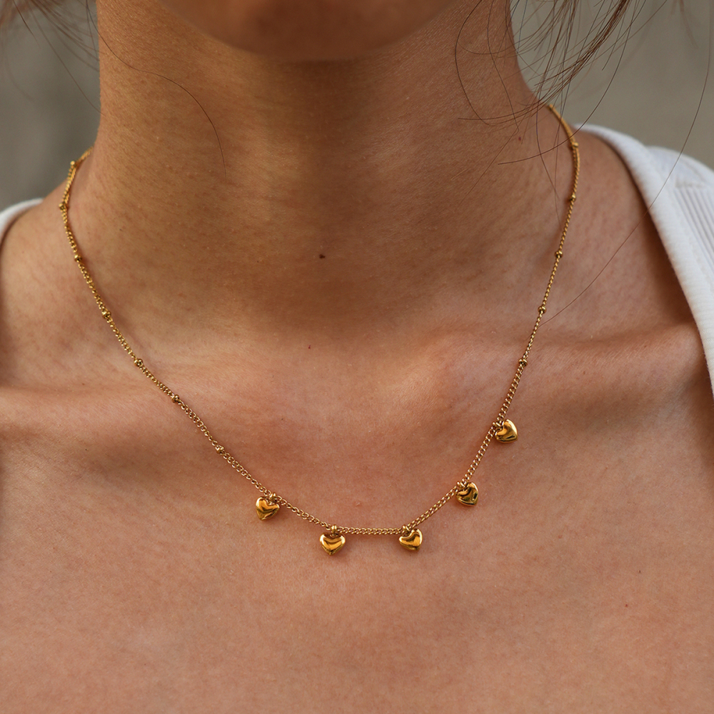 Simple Series Daily Heart Stainless Steel Waterproof Gold Color Women's Pendant Necklaces Picture3