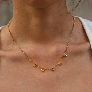 Simple Series Daily Heart Stainless Steel Waterproof Gold Color Women's Pendant Necklaces h5 Picture3