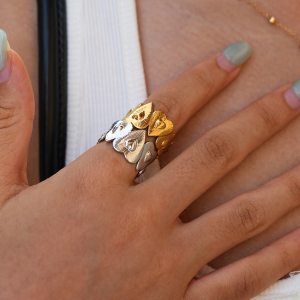 Simple Series Daily Heart Stainless Steel Waterproof   Gold Color  Statement Rings h5 Picture3