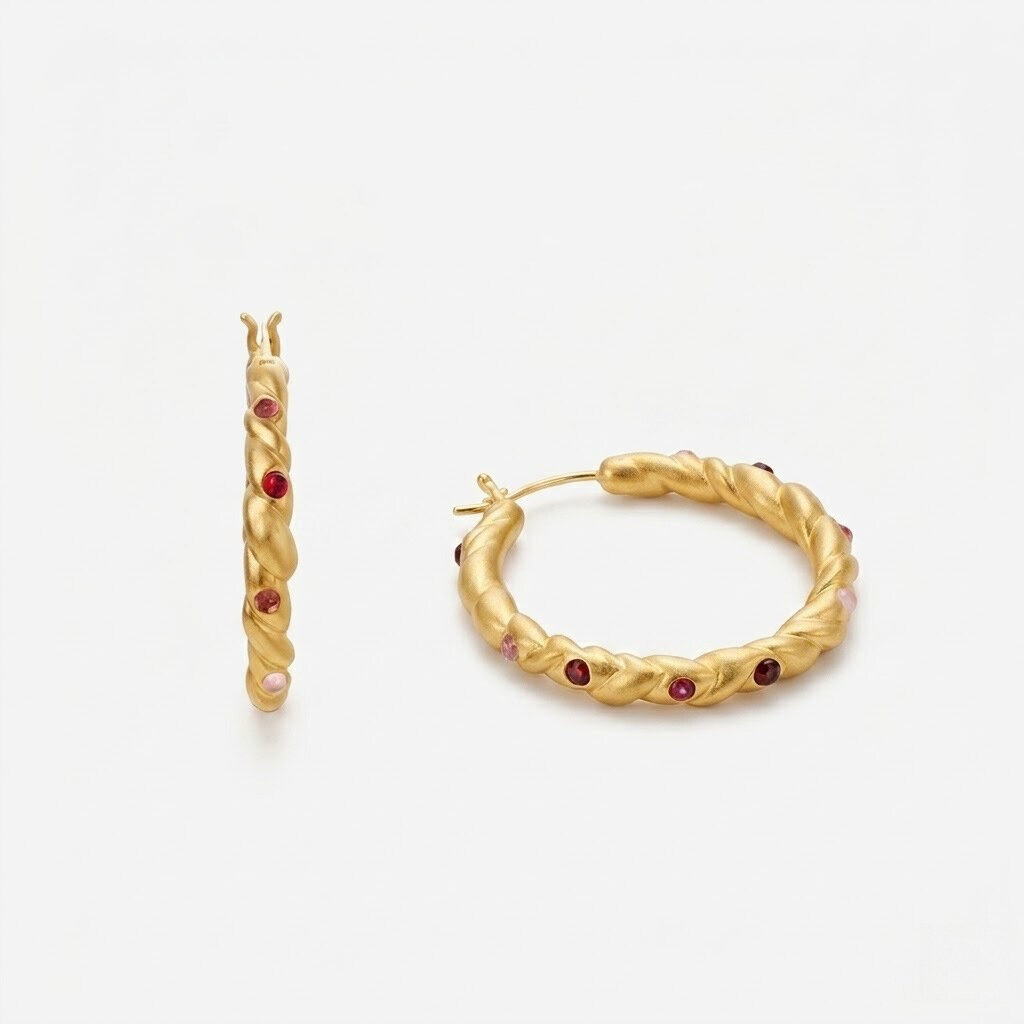 Eenvoudige Serie Elegante Gedraaide Kopergouden Oorringen Voor Dames 