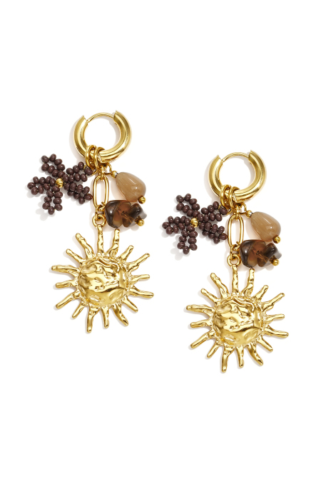Stainless Steel Beads Earrings Sun Simple Daily Simple Series Women's jewelry