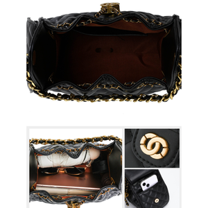 Borsa A Tracolla Quadrata Da Donna In Stile Casual Con Cuciture Trapuntate, Dettagli In Metallo E Catena In Tinta Unita, In Pu Di Alta Qualità. h5 Immagine6