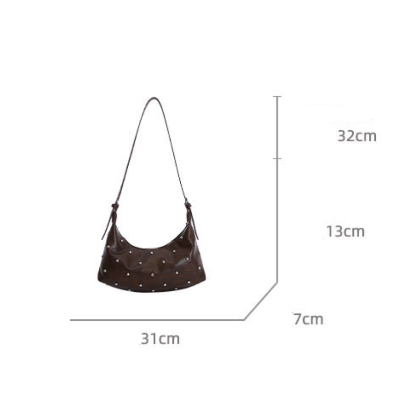 Borsa A Tracolla Quadrata Da Donna In Pu Di Alta Qualità, Stile Streetwear, Con Borchie In Metallo E Rivetti In Tinta Unita. Immagine10