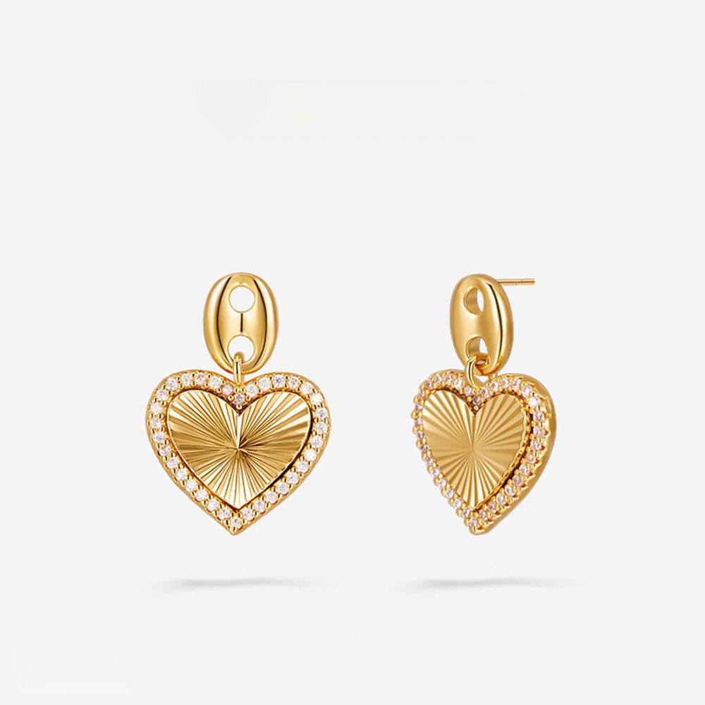 Eenvoudige Serie Sweet Heart Oorbellen Voor Dames In Koper-Goudkleur