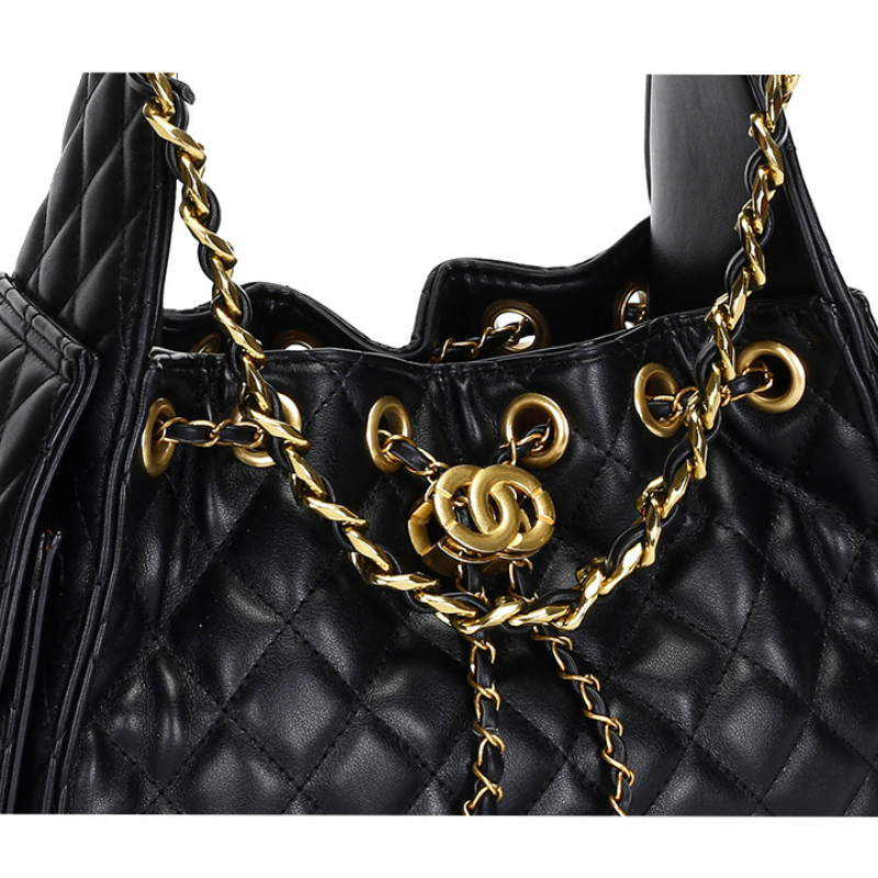 Borsa A Tracolla Quadrata Da Donna In Stile Casual Con Cuciture Trapuntate, Dettagli In Metallo E Catena In Tinta Unita, In Pu Di Alta Qualità. h5Immagine5