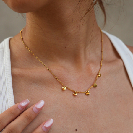Simple Series Daily Heart Stainless Steel Waterproof Gold Color Women's Pendant Necklaces