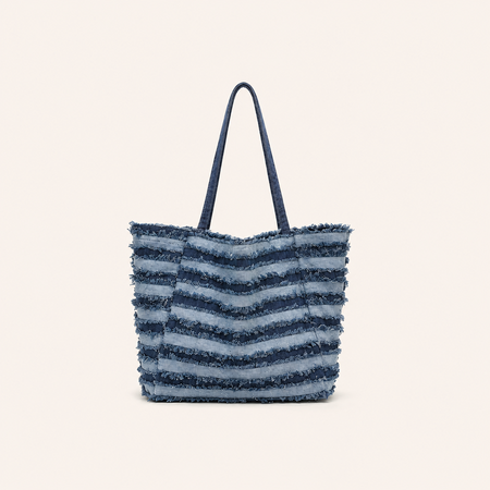 Borsa a tracolla quadrata da donna in tela con patchwork a tinta unita e strisce, stile casual.