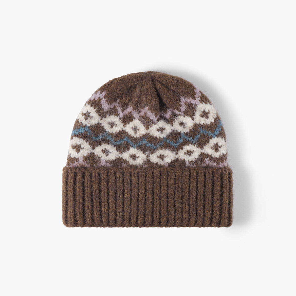 Retro Mixed Color Geometric Shape Wool Polyester Blend Women's Knitted Beanie