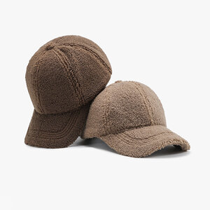 Simple Solid Color Sherpa Baseball Cap h5 Picture2