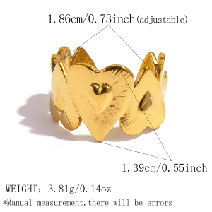 Simple Series Daily Heart Stainless Steel Waterproof   Gold Color  Statement Rings h5 