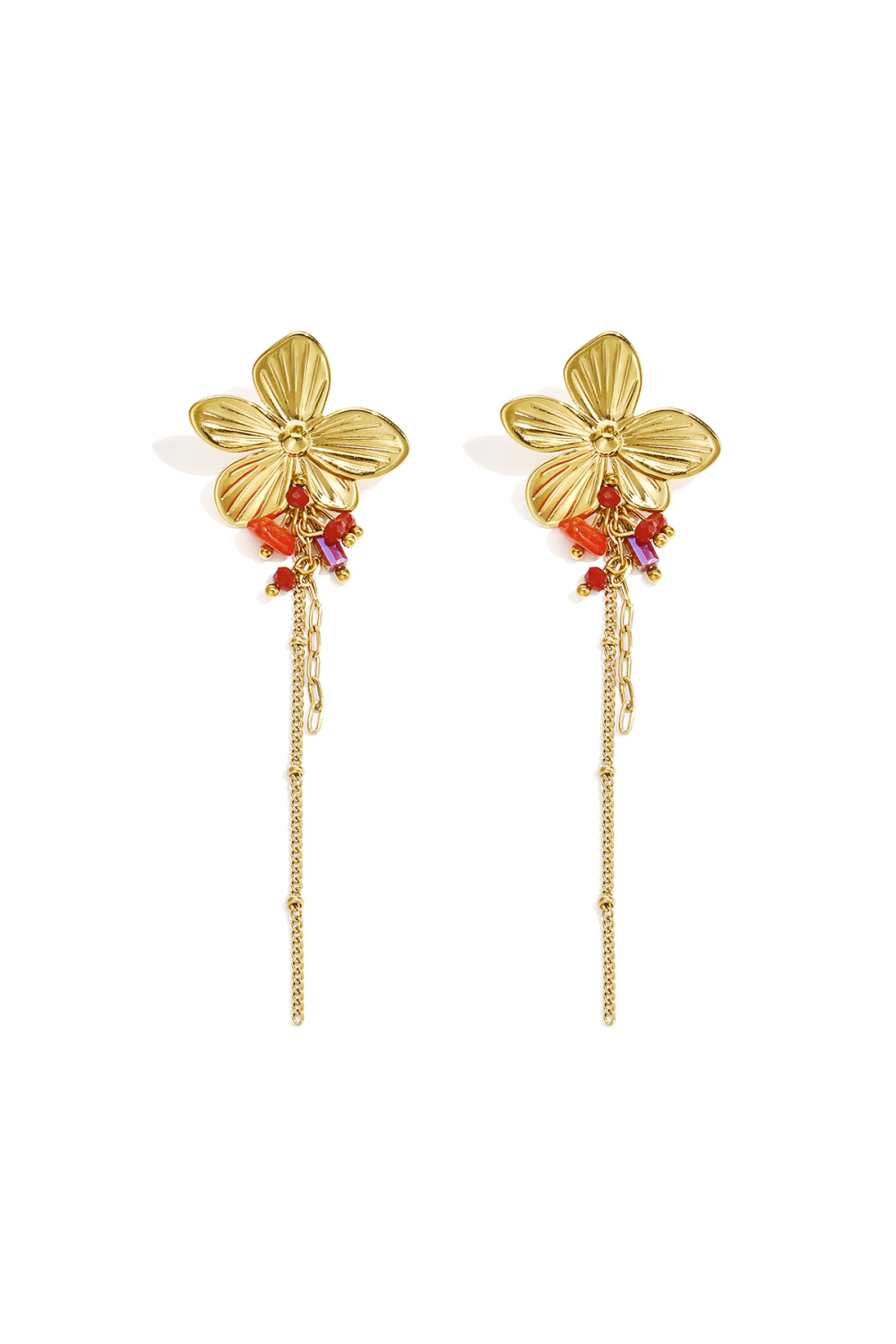 Stainless Steel Dangle Earrings Flower Simple Daily Simple Series Women's Jewelry 