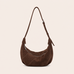 Borsa A Tracolla Da Donna In Pelle Scamosciata Con Patchwork A Tinta Unita, Stile Minimalista. h5 Immagine2