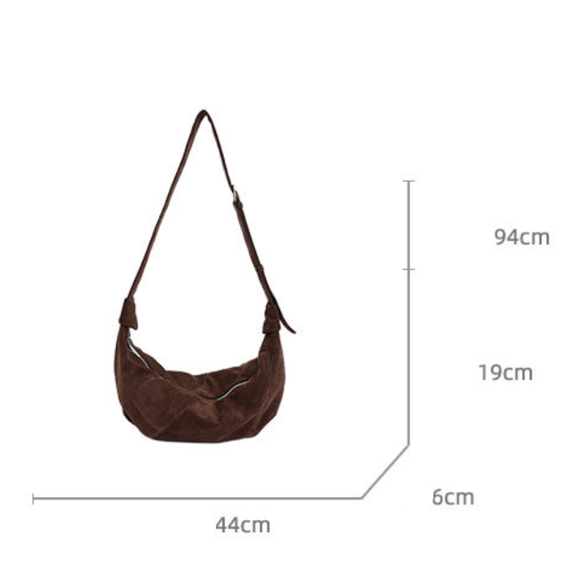Borsa A Tracolla Da Donna In Pelle Scamosciata Con Patchwork A Tinta Unita, Stile Minimalista. h5Immagine8