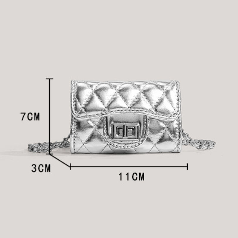 Casual Stijl, Gewatteerde Stiksels, Metalen Details, Effen Kleur, Pu-Ketting, Vierkante Crossbodytas Voor Dames Afbeelding6