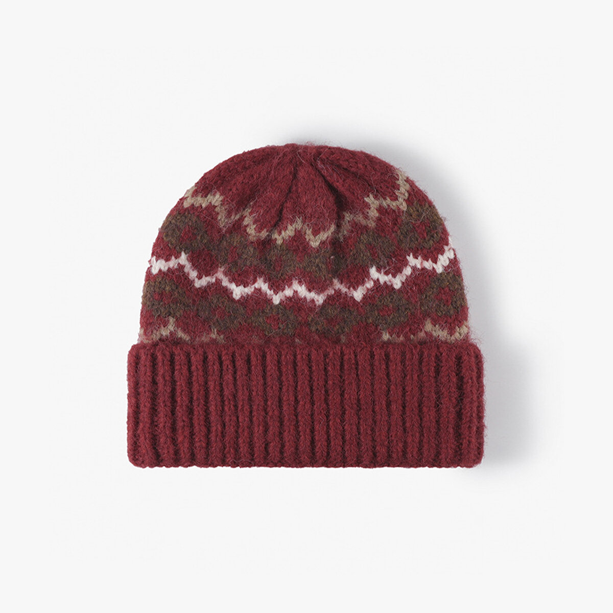 Retro Mixed Color Geometric Shape Wool Polyester Blend Women's Knitted Beanie 2