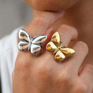 Simple Series Daily Butterfly Stainless Steel Waterproof   Gold Color  Statement Rings h5 Picture4