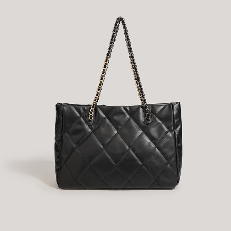 Casual Stijl, Gewatteerde Stiksels, Metalen Details, Effen Kleur, Pu-Ketting, Vierkante Draagtas Voor Dames h5 Afbeelding3