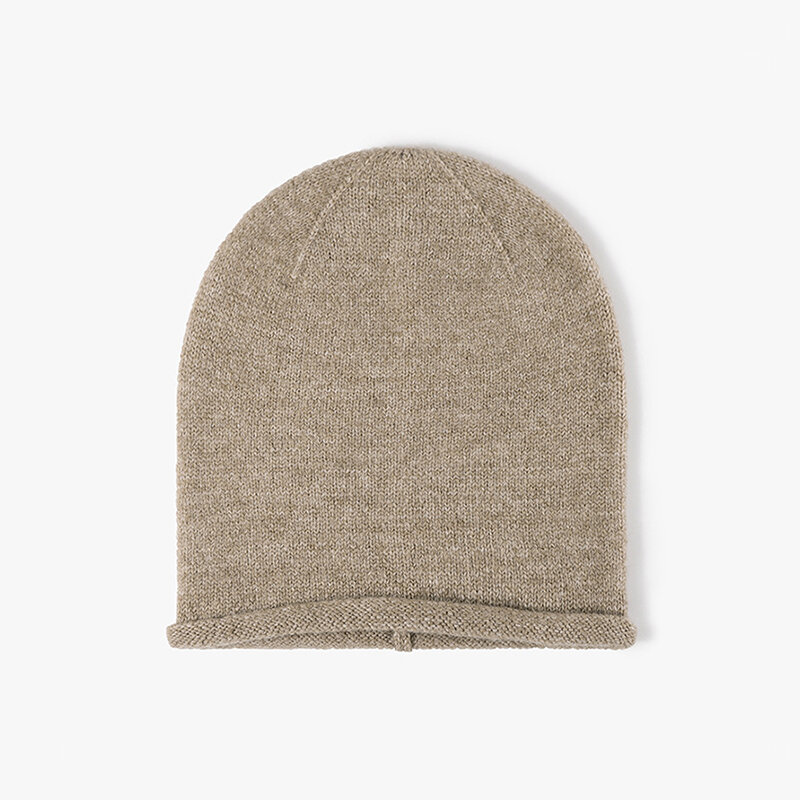 Solid Color Wool Polyester Blend Knitted Beanie